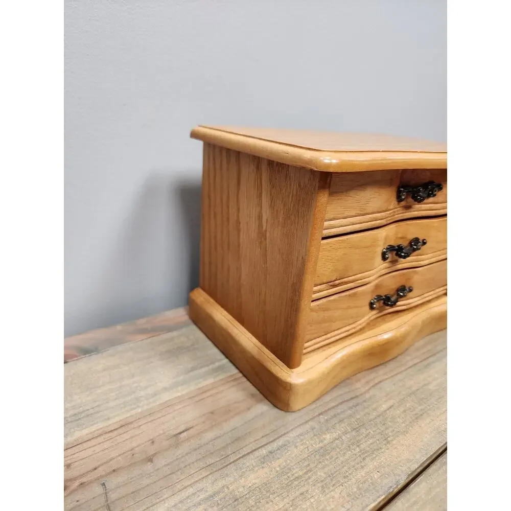 Vintage Croft & Barrow Wooden Jewelry Box Chest 2 Drawer Organizer